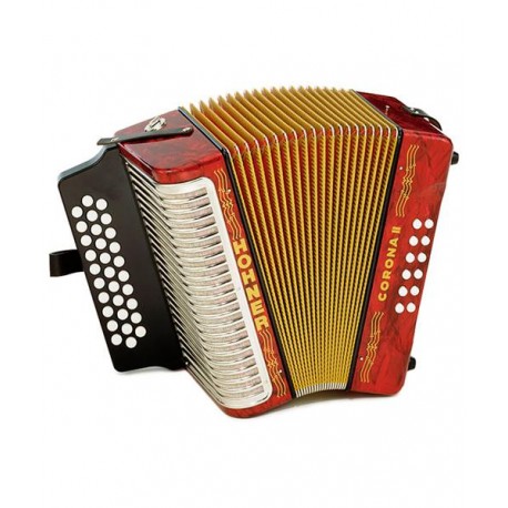 Hohner AcordeÃ³n DiatÃ³nico Sol-Do-Fa Rojo Con Funda A5623S Corona II