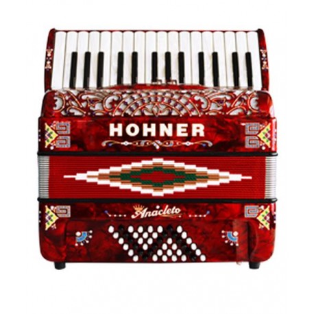 Hohner AcordeÃ³n CromÃ¡tico Anacleto Rojo Con Estuche LATINO 30/48 RED Latino