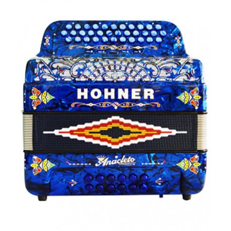 Hohner AcordeÃ³n DiatÃ³nico Anacleto Fa, Si Bemol, Mi Bemol Azul Aperlado Con Estuche HohA7761 NorteÃ±o