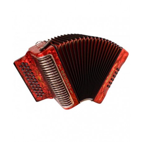 Hohner AcordeÃ³n DiatÃ³nico Fa-Sib-Mib Rojo Con Funda A5444 Corona II Xtreme