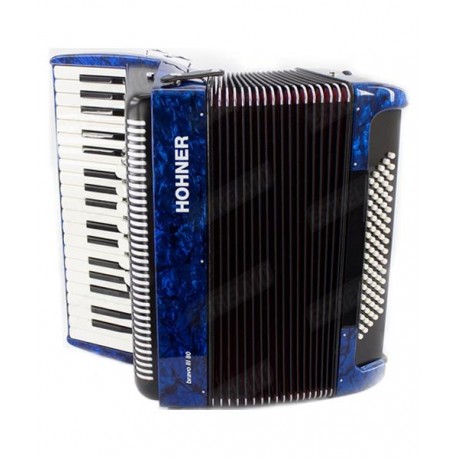 Hohner AcordeÃ³n CromÃ¡tico Azul Con Funda A1644S Bravo III 80